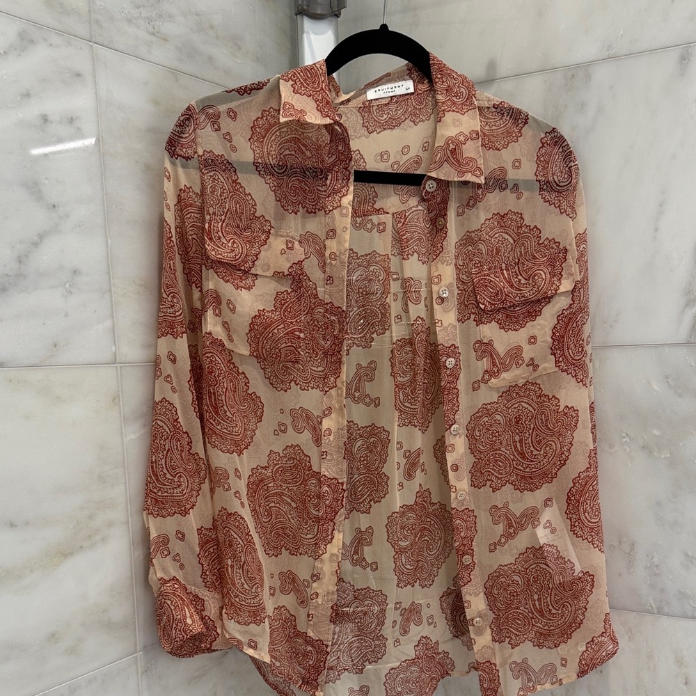 Equipment Red Paisley Sheer Button-Down Shirt